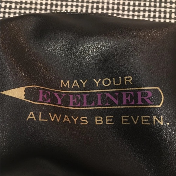 HOST PICK-  “may your eyeliner always be even.” Small zip pouch with pompom - Picture 1 of 8